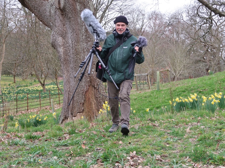 Graham Hembrough photographed whilst sound recording at Bodnant estate.